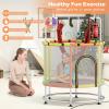 imageGoplus 55quot Toddler Trampoline 6in1 Mini Trampoline for Kids Up to 440LBS wHammock Basketball Hoop Adjustable Gymnastics Bar Rings Punching Bag Safety Net Gift for Boys Girls Age 3GreenOrangeYellow