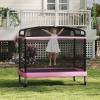 imageGoplus 6 x 4 FT Rectangle Trampoline for Kids Indoor Outdoor Toddler Trampoline with Swing Gymnastics Bar ampamp Safety Enclosure Net ASTM Approved Gift for Children Boys GirlsPink
