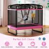 imageGoplus 6 x 4 FT Rectangle Trampoline for Kids Indoor Outdoor Toddler Trampoline with Swing Gymnastics Bar ampamp Safety Enclosure Net ASTM Approved Gift for Children Boys GirlsPink