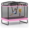 imageGoplus 6 x 4 FT Rectangle Trampoline for Kids Indoor Outdoor Toddler Trampoline with Swing Gymnastics Bar ampamp Safety Enclosure Net ASTM Approved Gift for Children Boys GirlsPink