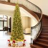imageGoplus 12 FT Tall PreLit Slim Pencil Christmas Tree Artificial Hinged Xmas Tree with 2840 Branch Tips 1000 Warm White LED Lights Foldable Stand Outdoor Indoor Home Office Holiday Party DecorationStyle A