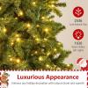 imageGoplus 12 FT Tall PreLit Slim Pencil Christmas Tree Artificial Hinged Xmas Tree with 2840 Branch Tips 1000 Warm White LED Lights Foldable Stand Outdoor Indoor Home Office Holiday Party DecorationStyle C