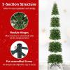 imageGoplus 12 FT Tall PreLit Slim Pencil Christmas Tree Artificial Hinged Xmas Tree with 2840 Branch Tips 1000 Warm White LED Lights Foldable Stand Outdoor Indoor Home Office Holiday Party DecorationStyle D