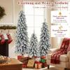 imageGoplus 3 4 5 PreLit Snow Flocked Christmas Tree Set of 3 Slim Pencil Artificial Xmas Trees with 150 Warm White LED Lights 146 Branch Tips Metal Base for Holiday Seasonal Office Home DecorStyleH
