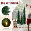 imageGoplus 3 4 5 PreLit Snow Flocked Christmas Tree Set of 3 Slim Pencil Artificial Xmas Trees with 150 Warm White LED Lights 146 Branch Tips Metal Base for Holiday Seasonal Office Home DecorStyleA