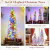 imageGoplus 3 4 5 PreLit Snow Flocked Christmas Tree Set of 3 Slim Pencil Artificial Xmas Trees with 150 Warm White LED Lights 146 Branch Tips Metal Base for Holiday Seasonal Office Home DecorStyleH