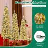 imageGoplus 3 4 5 PreLit Snow Flocked Christmas Tree Set of 3 Slim Pencil Artificial Xmas Trees with 150 Warm White LED Lights 146 Branch Tips Metal Base for Holiday Seasonal Office Home DecorStyleG