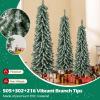 imageGoplus 3 4 5 PreLit Snow Flocked Christmas Tree Set of 3 Slim Pencil Artificial Xmas Trees with 150 Warm White LED Lights 146 Branch Tips Metal Base for Holiday Seasonal Office Home DecorStyleG