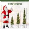 imageGoplus 3 4 5 PreLit Snow Flocked Christmas Tree Set of 3 Slim Pencil Artificial Xmas Trees with 150 Warm White LED Lights 146 Branch Tips Metal Base for Holiday Seasonal Office Home DecorStyleA