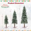imageGoplus 3 4 5 PreLit Snow Flocked Christmas Tree Set of 3 Slim Pencil Artificial Xmas Trees with 150 Warm White LED Lights 146 Branch Tips Metal Base for Holiday Seasonal Office Home DecorStyleF