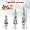 imageGoplus 3 4 5 PreLit Snow Flocked Christmas Tree Set of 3 Slim Pencil Artificial Xmas Trees with 150 Warm White LED Lights 146 Branch Tips Metal Base for Holiday Seasonal Office Home DecorStyleC