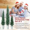 imageGoplus 3 4 5 PreLit Snow Flocked Christmas Tree Set of 3 Slim Pencil Artificial Xmas Trees with 150 Warm White LED Lights 146 Branch Tips Metal Base for Holiday Seasonal Office Home DecorStyleB