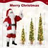 imageGoplus 3 4 5 PreLit Snow Flocked Christmas Tree Set of 3 Slim Pencil Artificial Xmas Trees with 150 Warm White LED Lights 146 Branch Tips Metal Base for Holiday Seasonal Office Home DecorStyleD