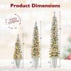 imageGoplus 3 4 5 PreLit Snow Flocked Christmas Tree Set of 3 Slim Pencil Artificial Xmas Trees with 150 Warm White LED Lights 146 Branch Tips Metal Base for Holiday Seasonal Office Home DecorStyleE