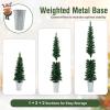 imageGoplus 3 4 5 PreLit Snow Flocked Christmas Tree Set of 3 Slim Pencil Artificial Xmas Trees with 150 Warm White LED Lights 146 Branch Tips Metal Base for Holiday Seasonal Office Home DecorStyleA