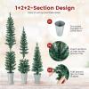 imageGoplus 3 4 5 PreLit Snow Flocked Christmas Tree Set of 3 Slim Pencil Artificial Xmas Trees with 150 Warm White LED Lights 146 Branch Tips Metal Base for Holiday Seasonal Office Home DecorStyleB