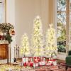 imageGoplus 3 4 5 PreLit Snow Flocked Christmas Tree Set of 3 Slim Pencil Artificial Xmas Trees with 150 Warm White LED Lights 146 Branch Tips Metal Base for Holiday Seasonal Office Home DecorStyleI