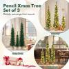 imageGoplus 3 4 5 PreLit Snow Flocked Christmas Tree Set of 3 Slim Pencil Artificial Xmas Trees with 150 Warm White LED Lights 146 Branch Tips Metal Base for Holiday Seasonal Office Home DecorStyleD