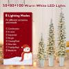 imageGoplus 3 4 5 PreLit Snow Flocked Christmas Tree Set of 3 Slim Pencil Artificial Xmas Trees with 150 Warm White LED Lights 146 Branch Tips Metal Base for Holiday Seasonal Office Home DecorStyleE