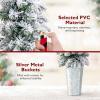 imageGoplus 3 4 5 PreLit Snow Flocked Christmas Tree Set of 3 Slim Pencil Artificial Xmas Trees with 150 Warm White LED Lights 146 Branch Tips Metal Base for Holiday Seasonal Office Home DecorStyleE