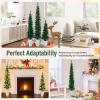 imageGoplus 3 4 5 PreLit Snow Flocked Christmas Tree Set of 3 Slim Pencil Artificial Xmas Trees with 150 Warm White LED Lights 146 Branch Tips Metal Base for Holiday Seasonal Office Home DecorStyleA