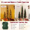 imageGoplus 3 4 5 PreLit Snow Flocked Christmas Tree Set of 3 Slim Pencil Artificial Xmas Trees with 150 Warm White LED Lights 146 Branch Tips Metal Base for Holiday Seasonal Office Home DecorStyleA
