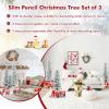 imageGoplus 3 4 5 PreLit Snow Flocked Christmas Tree Set of 3 Slim Pencil Artificial Xmas Trees with 150 Warm White LED Lights 146 Branch Tips Metal Base for Holiday Seasonal Office Home DecorStyleC