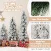 imageGoplus 3 4 5 PreLit Snow Flocked Christmas Tree Set of 3 Slim Pencil Artificial Xmas Trees with 150 Warm White LED Lights 146 Branch Tips Metal Base for Holiday Seasonal Office Home DecorStyleI