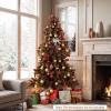 imageGoplus 6 FT PreLit Artificial Christmas Tree Hinged ChocolateColor Xmas Tree with 493 Pine Needles ampamp PVC Tips 200 Warm White LED Lights Pine Cones Metal Stand Home Office DecorationChocolate