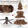 imageGoplus 6 FT PreLit Artificial Christmas Tree Hinged ChocolateColor Xmas Tree with 493 Pine Needles ampamp PVC Tips 200 Warm White LED Lights Pine Cones Metal Stand Home Office DecorationChocolate