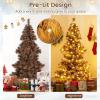 imageGoplus 6 FT PreLit Artificial Christmas Tree Hinged ChocolateColor Xmas Tree with 493 Pine Needles ampamp PVC Tips 200 Warm White LED Lights Pine Cones Metal Stand Home Office DecorationChocolate