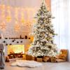 imageGoplus 6 FT PreLit Artificial Christmas Tree Hinged ChocolateColor Xmas Tree with 493 Pine Needles ampamp PVC Tips 200 Warm White LED Lights Pine Cones Metal Stand Home Office DecorationWhitegreen