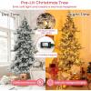 imageGoplus 6 FT PreLit Artificial Christmas Tree Hinged ChocolateColor Xmas Tree with 493 Pine Needles ampamp PVC Tips 200 Warm White LED Lights Pine Cones Metal Stand Home Office DecorationWhitegreen