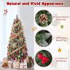 imageGoplus 6 FT PreLit Artificial Christmas Tree Hinged Xmas Tree with 270 Warm White LED Lights 8 Modes 806 Branch Tips Pine Cones Berries Metal Stand Home Office Holiday DecorationPencil Tree5ft