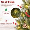 imageGoplus 6 FT PreLit Artificial Christmas Tree Hinged Xmas Tree with 270 Warm White LED Lights 8 Modes 806 Branch Tips Pine Cones Berries Metal Stand Home Office Holiday DecorationPencil Tree5ft