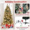 imageGoplus 6 FT PreLit Artificial Christmas Tree Hinged Xmas Tree with 270 Warm White LED Lights 8 Modes 806 Branch Tips Pine Cones Berries Metal Stand Home Office Holiday DecorationFull Tree6ft