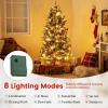 imageGoplus 6 FT PreLit Artificial Christmas Tree Hinged Xmas Tree with 270 Warm White LED Lights 8 Modes 806 Branch Tips Pine Cones Berries Metal Stand Home Office Holiday DecorationFull Tree6ft