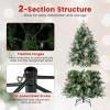 imageGoplus 6 FT PreLit Artificial Christmas Tree Hinged Xmas Tree with 270 Warm White LED Lights 8 Modes 806 Branch Tips Pine Cones Berries Metal Stand Home Office Holiday DecorationFull Tree5ft