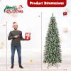 imageGoplus 6 FT PreLit Artificial Christmas Tree Hinged Xmas Tree with 270 Warm White LED Lights 8 Modes 806 Branch Tips Pine Cones Berries Metal Stand Home Office Holiday DecorationPencil Tree7ft