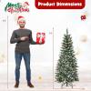 imageGoplus 6 FT PreLit Artificial Christmas Tree Hinged Xmas Tree with 270 Warm White LED Lights 8 Modes 806 Branch Tips Pine Cones Berries Metal Stand Home Office Holiday DecorationPencil Tree5ft