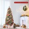 imageGoplus 6 FT PreLit Artificial Christmas Tree Hinged Xmas Tree with 270 Warm White LED Lights 8 Modes 806 Branch Tips Pine Cones Berries Metal Stand Home Office Holiday DecorationPencil Tree5ft