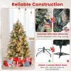 imageGoplus 6 FT PreLit Artificial Christmas Tree Hinged Xmas Tree with 270 Warm White LED Lights 8 Modes 806 Branch Tips Pine Cones Berries Metal Stand Home Office Holiday DecorationFull Tree5ft
