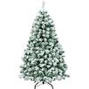 imageGoplus 6 FT PreLit Artificial Christmas Tree Remote Control Xmas Tree with 700 Warm White LED Lights 3 Modes Timer Hinges 680 Branch Tips Foldable Metal Stand Home Office Holiday DecorationSnowy