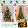 imageGoplus 6 FT PreLit Snow Flocked Christmas Tree Artificial Hinged Xmas Tree with 616 Mixed Branch Tips 260 Warm White LED ampamp 130 Globe Lights 8 Modes Metal Stand Home Office Holiday DecorationGreen