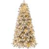 imageGoplus 6 FT PreLit Snow Flocked Christmas Tree Artificial Hinged Xmas Tree with 616 Mixed Branch Tips 260 Warm White LED ampamp 130 Globe Lights 8 Modes Metal Stand Home Office Holiday DecorationSnowy