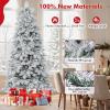 imageGoplus 6 FT PreLit Snow Flocked Christmas Tree Artificial Hinged Xmas Tree with 616 Mixed Branch Tips 260 Warm White LED ampamp 130 Globe Lights 8 Modes Metal Stand Home Office Holiday DecorationSnowy
