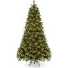 imageGoplus 6 FT PreLit Snow Flocked Christmas Tree Artificial Hinged Xmas Tree with 616 Mixed Branch Tips 260 Warm White LED ampamp 130 Globe Lights 8 Modes Metal Stand Home Office Holiday DecorationGreen