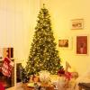 imageGoplus 6 FT PreLit Snow Flocked Christmas Tree Artificial Hinged Xmas Tree with 616 Mixed Branch Tips 260 Warm White LED ampamp 130 Globe Lights 8 Modes Metal Stand Home Office Holiday DecorationGreen