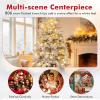 imageGoplus 6 FT PreLit Snow Flocked Christmas Tree Artificial Hinged Xmas Tree with 616 Mixed Branch Tips 260 Warm White LED ampamp 130 Globe Lights 8 Modes Metal Stand Home Office Holiday DecorationSnowy