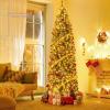 imageGoplus 6ft PreLit Pencil Christmas Tree Artificial Slim Xmas Tree with 180 WarmWhite LED Lights 390 Branch Tips Foldable Metal Stand for Home Office Indoor Holiday DecorGreenblue